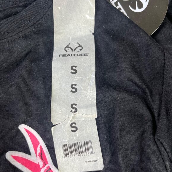 Realtree Camo Logo Short Sleeve Tshirt Womens Small Black Pink New Hunting - Picture 9 of 9